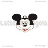 Ciondolo Topolino in metallo argentato smaltato 25x24mm