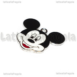Ciondolo Topolino in metallo argentato smaltato 25x24mm