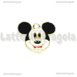 Charm Topolino in metallo dorato smaltato 16x14mm
