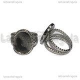 Base Anello in Acciaio Inox regolabile con base ovale 16x12mm
