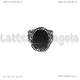 Base Anello in Acciaio Inox regolabile con base ovale 16x12mm