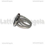 Base Anello in Acciaio Inox regolabile con base ovale 16x12mm