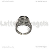 Base Anello in Acciaio Inox regolabile con base ovale 16x12mm