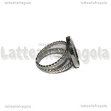 Base Anello in Acciaio Inox regolabile con base ovale 16x12mm