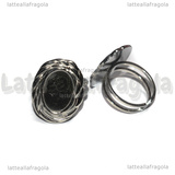 Base Anello in Acciaio Inox regolabile con base ovale 14x10mm