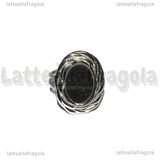 Base Anello in Acciaio Inox regolabile con base ovale 14x10mm