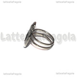 Base Anello in Acciaio Inox regolabile con base ovale 14x10mm