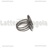 Base Anello in Acciaio Inox regolabile con base ovale 14x10mm