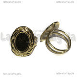 Base Anello in Acciaio Inox Dorato regolabile con base ovale 14x10mm