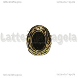 Base Anello in Acciaio Inox Dorato regolabile con base ovale 14x10mm