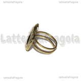 Base Anello in Acciaio Inox Dorato regolabile con base ovale 14x10mm