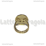 Base Anello in Acciaio Inox Dorato regolabile con base ovale 14x10mm