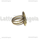 Base Anello in Acciaio Inox Dorato regolabile con base ovale 14x10mm