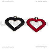 Ciondolo Cuore in Acciaio Inox smaltato Rosso 17x16mm