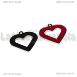 Ciondolo Cuore in Acciaio Inox smaltato Rosso 17x16mm