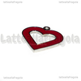 Ciondolo Cuore in Acciaio Inox smaltato Rosso 17x16mm