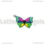 Ciondolo Farfalla in Acciaio Inox smaltato 13x16mm