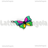 Ciondolo Farfalla in Acciaio Inox smaltato 13x16mm