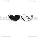 Ciondolo Cuore in Acciaio Inox smaltato Bianco 13x10mm