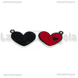 Ciondolo Cuore in Acciaio Inox smaltato Rosso 13x10mm
