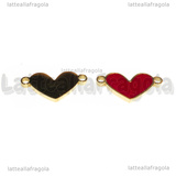 Connettore Cuore in Acciaio Inox Dorato smaltato rosso 8.5x16mm