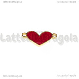 Connettore Cuore in Acciaio Inox Dorato smaltato rosso 8.5x16mm