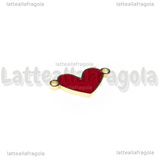 Connettore Cuore in Acciaio Inox Dorato smaltato rosso 8.5x16mm