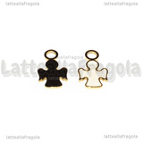 Charm Angelo in Acciaio Inox Dorato smaltato placcato oro 18K 14x8mm