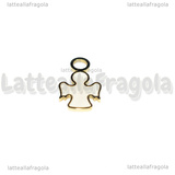 Charm Angelo in Acciaio Inox Dorato smaltato placcato oro 18K 14x8mm