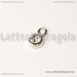 5 Charm argentati punto luce strass cristal 8x5mm