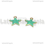 Charm Stella in ottone dorato smaltato tiffany 10.5x10mm