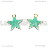 Charm Stella in ottone dorato smaltato tiffany 10.5x10mm