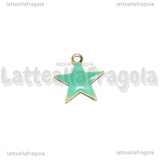 Charm Stella in ottone dorato smaltato tiffany 10.5x10mm
