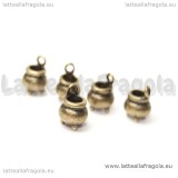 Charm 3D Calderone in metallo color bronzo 12x8mm