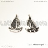 Charm Barca a vela in metallo argento antico 19x13mm