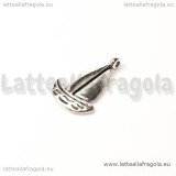 Charm Barca a vela in metallo argento antico 19x13mm