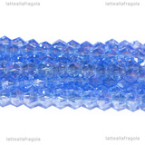 Biconi in vetro Azzurro AB 4x4mm filo 33cm