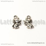 Charm double-face topino con formaggio in metallo argento antico 12x7mm