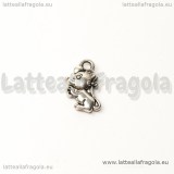 Charm double-face topino con formaggio in metallo argento antico 12x7mm