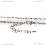 Collana in metallo argentato 80cm maglie tonde 2.5mm