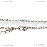 Collana in metallo argentato 80cm maglie tonde 2.5mm