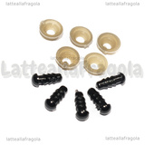 5 Coppie Occhietti a vite in plastica nera 5mm con chiusura
