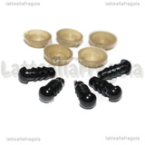 5 Coppie Occhietti a vite in plastica nera 5mm con chiusura