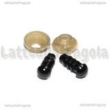 5 Coppie Occhietti a vite in plastica nera 5mm con chiusura