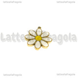 Ciondolo Fiore Margherita in Acciaio Inox Dorato smaltato 16.5x15mm