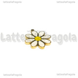 Ciondolo Fiore Margherita in Acciaio Inox Dorato smaltato 16.5x15mm