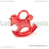 Ciondolo cavallo a dondolo in acrilico rosso 29x27mm