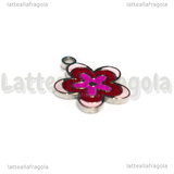 Ciondolo Fiore in Acciaio Inox smaltato 17x15mm