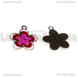 Ciondolo Fiore in Acciaio Inox smaltato 17x15mm