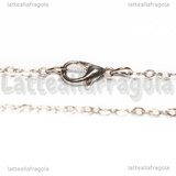 Collana in Ottone argentato 60cm maglie ovali 2.5x2mm